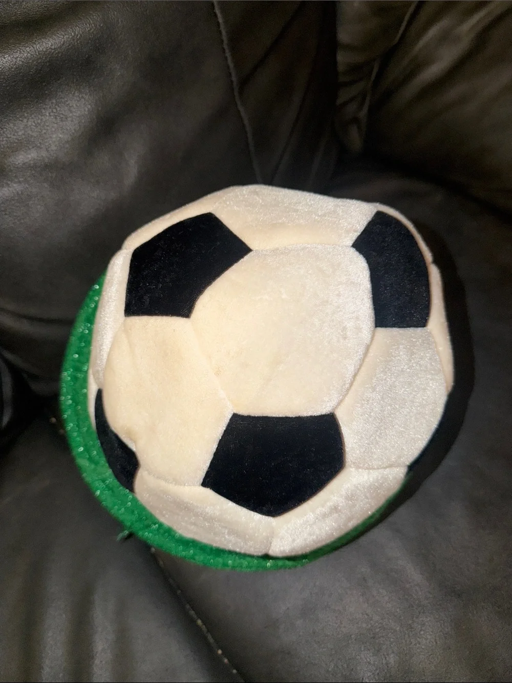 Kids Plush Soccer Ball Hat with Green Brim